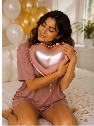 Women’s Mauve Short Sleeve V-Neck Sleep T-Shirt with Pocket